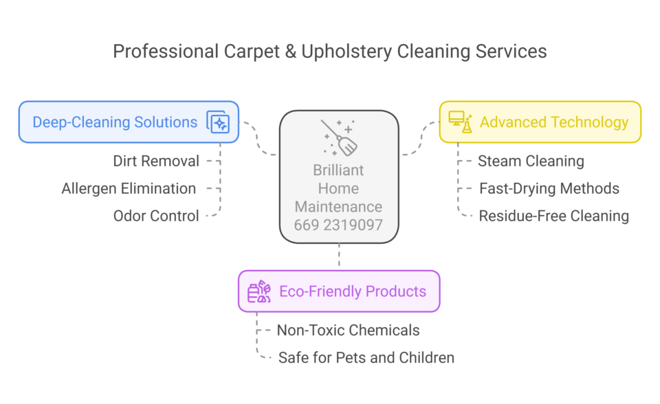 Brilliant Home Maintenance offers deep-cleaning solutions, advanced technology, and eco-friendly products for carpet and upholstery cleaning in San Jose, CA.